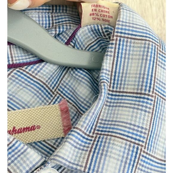 Tommy Bahama Shirt Men's Medium Geometric Collared Silk Cotton Blend Button Up - Picture 5 of 10